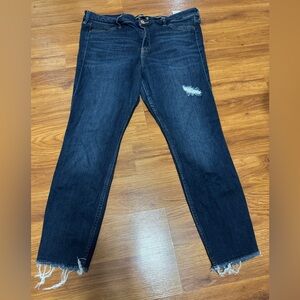 Hollister Dark Blue Distressed Ankle Jeans